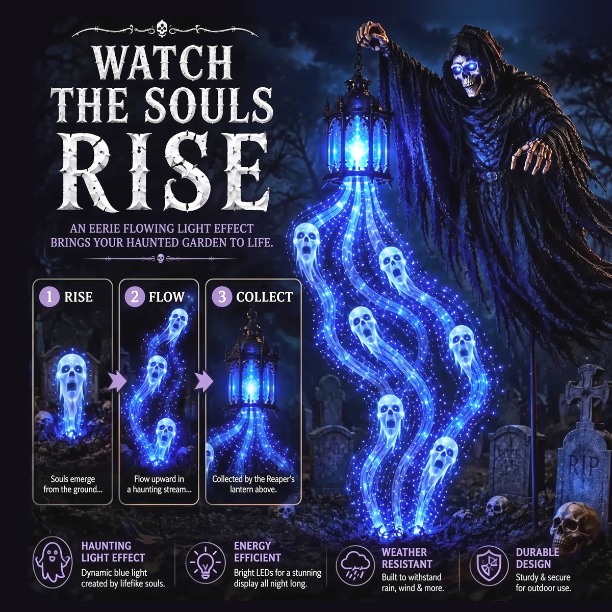 3D Grim Reaper Lantern Halloween Garden Light