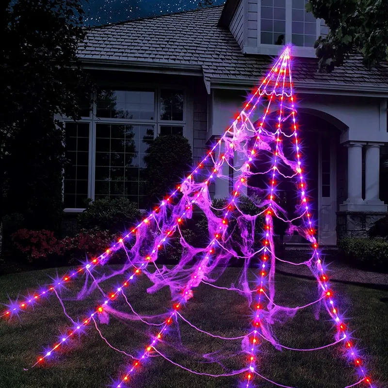 Light-Up Halloween Spider Web – 5M Giant LED Spider Web Decoration