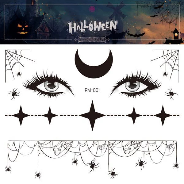 Halloween Face & Body Temporary Tattoo Stickers – Spooky Eye Makeup Designs