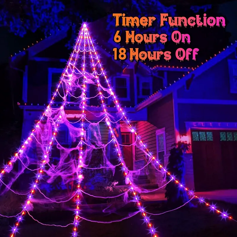 Light-Up Halloween Spider Web – 5M Giant LED Spider Web Decoration