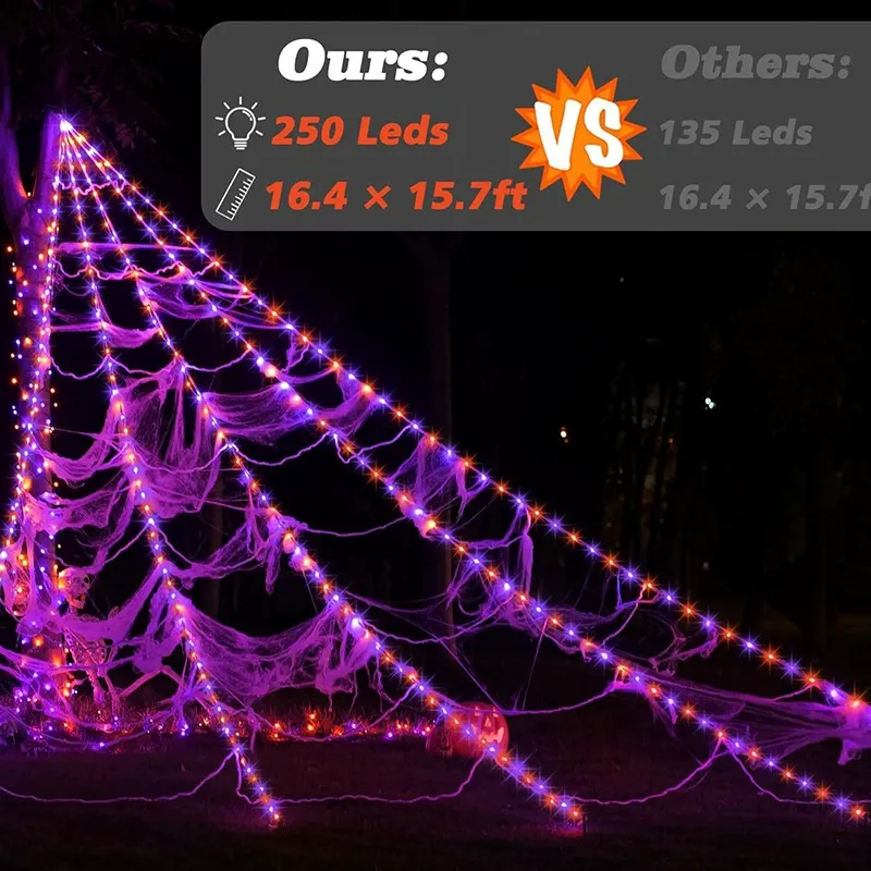 Light-Up Halloween Spider Web – 5M Giant LED Spider Web Decoration