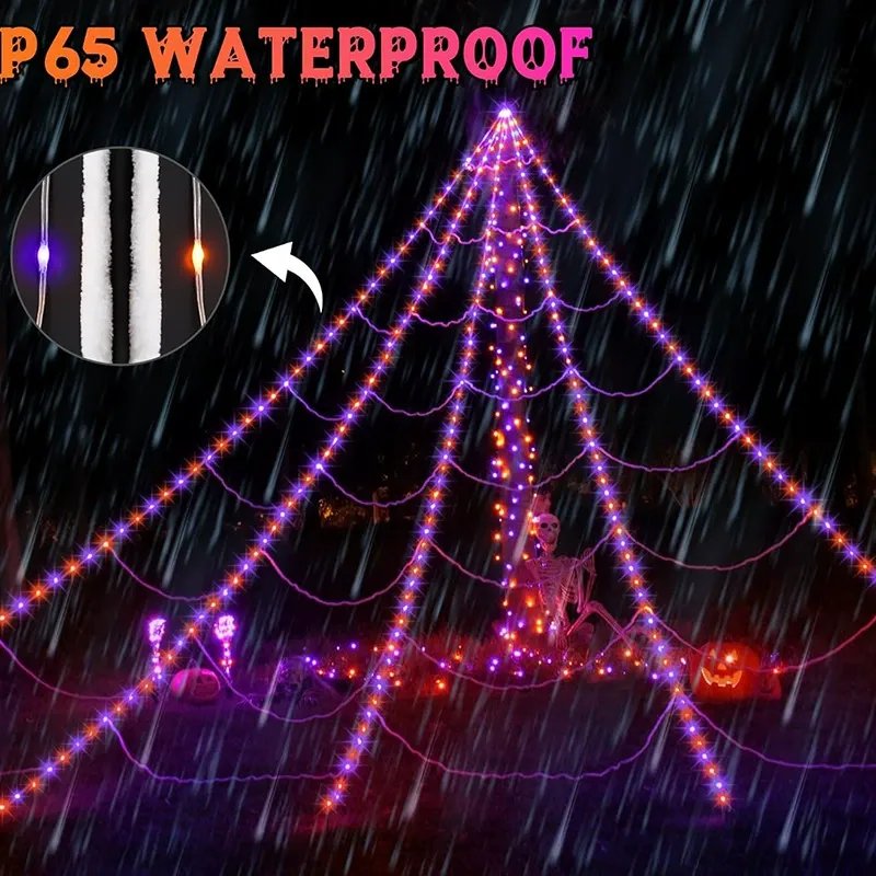 Light-Up Halloween Spider Web – 5M Giant LED Spider Web Decoration