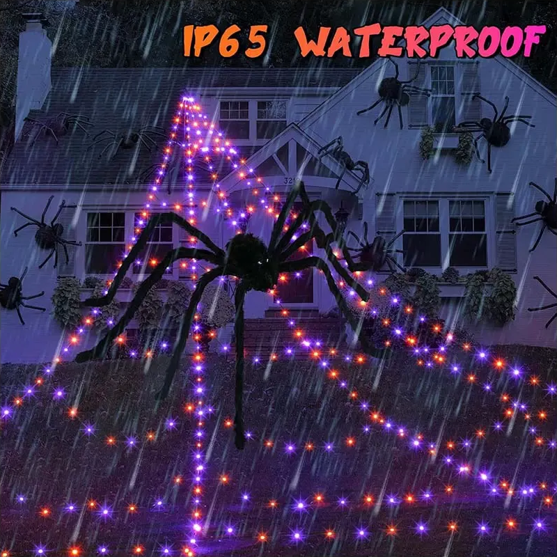 Light-Up Halloween Spider Web – 5M Giant LED Spider Web Decoration