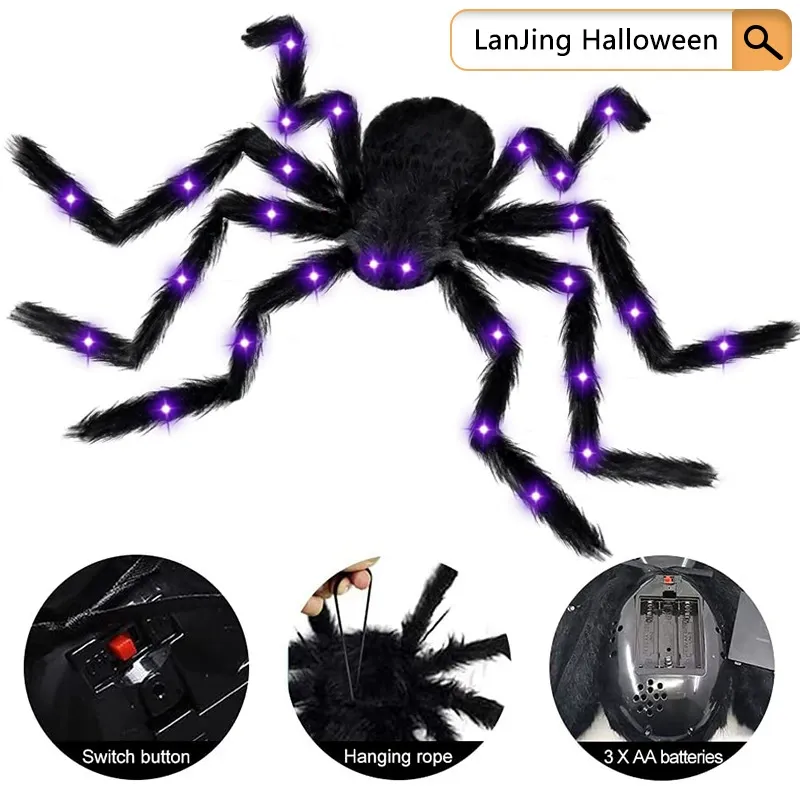 Light-Up Halloween Spider Web – 5M Giant LED Spider Web Decoration