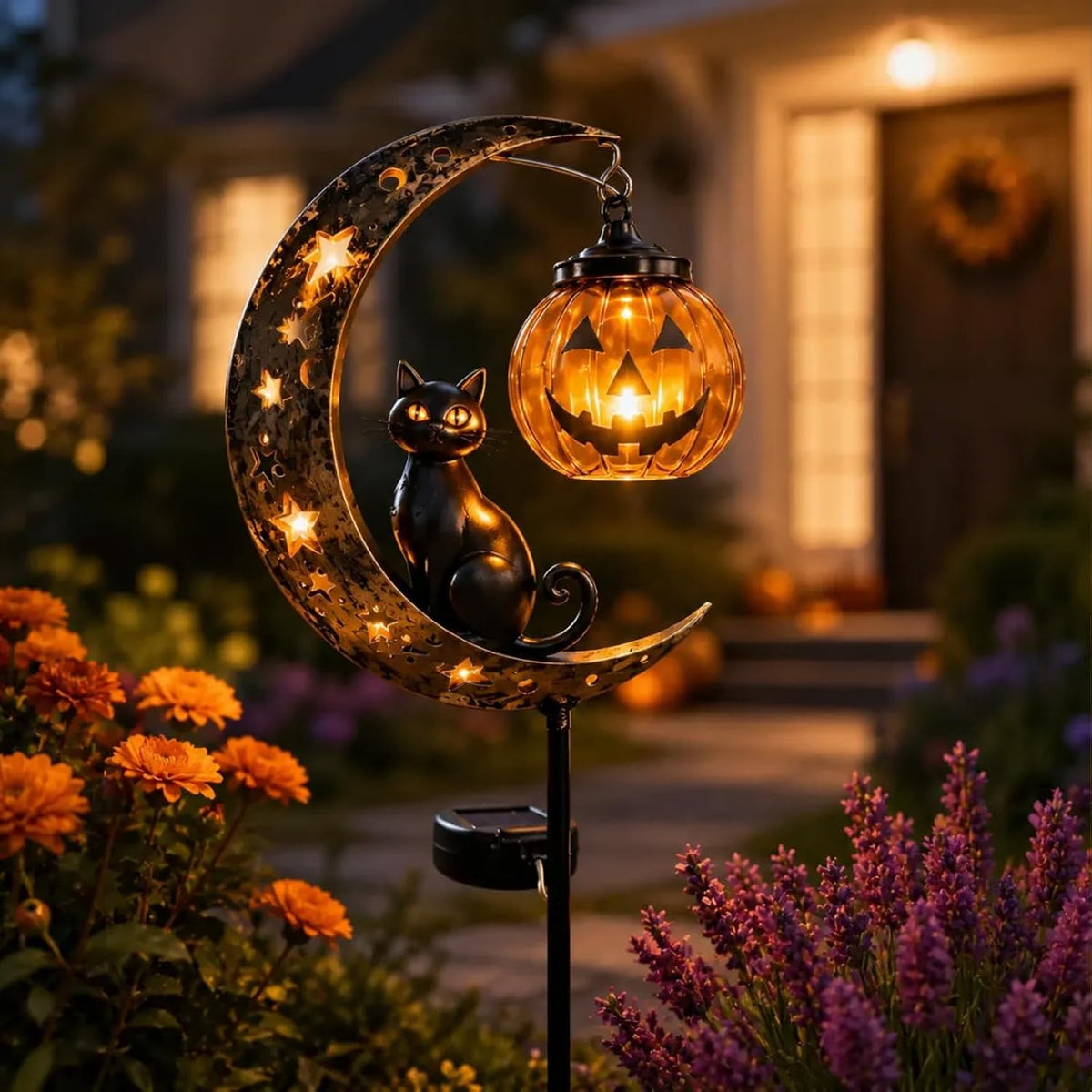 Solar Halloween Garden Stake Light – Black Cat, Pumpkin & Spooky Designs