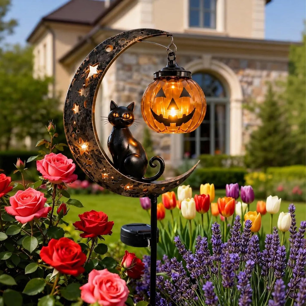 Solar Halloween Garden Stake Light – Black Cat, Pumpkin & Spooky Designs