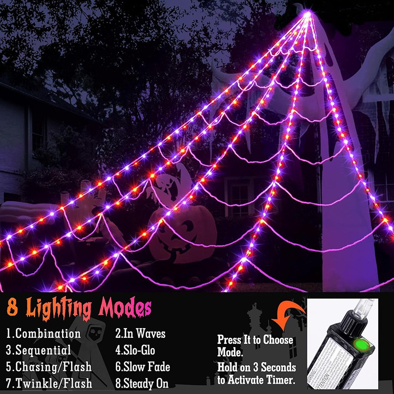 Light-Up Halloween Spider Web – 5M Giant LED Spider Web Decoration
