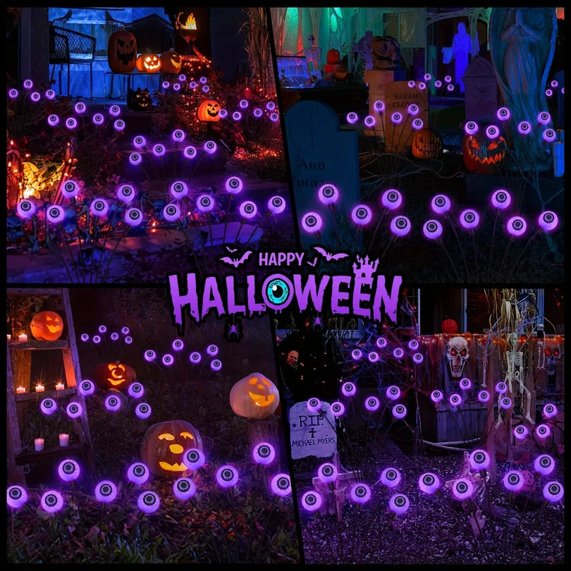 Solar Halloween Eyeball Stake Lights – 8-Light LED Set