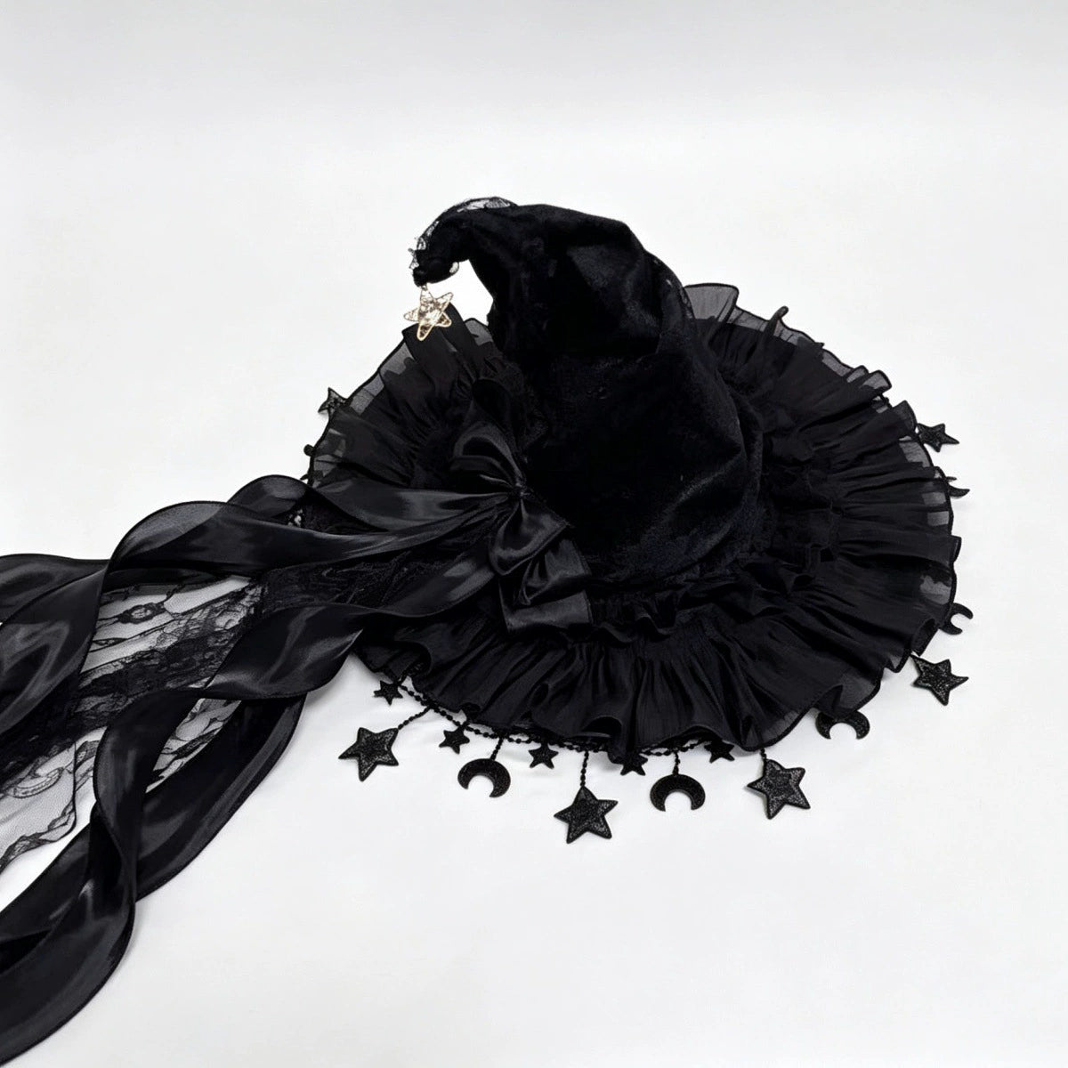 Light-Up Halloween Witch Hat Hanging Decoration – Glowing Star Tassels