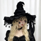 Light-Up Halloween Witch Hat Hanging Decoration – Glowing Star Tassels