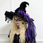 Light-Up Halloween Witch Hat Hanging Decoration – Glowing Star Tassels