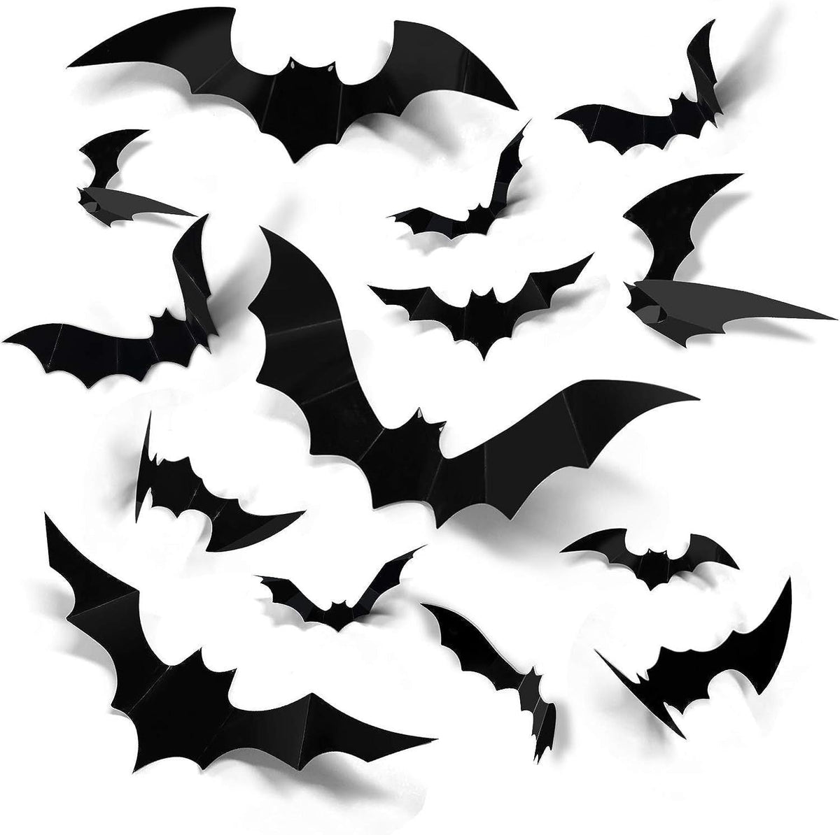 3D Halloween Bat Wall Decorations – Black Bat Stickers & LED Light-Up Bats