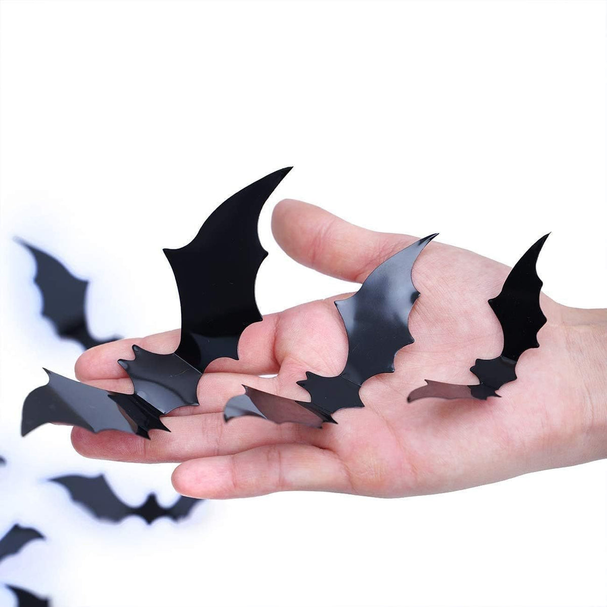 3D Halloween Bat Wall Decorations – Black Bat Stickers & LED Light-Up Bats