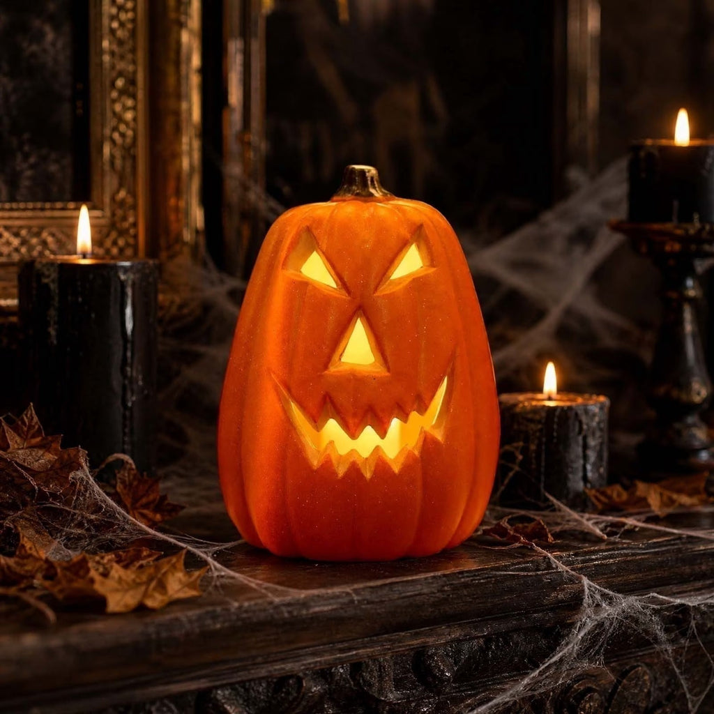 Halloween Pumpkin Lantern Light Outdoor Decoration, LED Glowing Jack O Lantern for Porch, Garden and Party Decor
