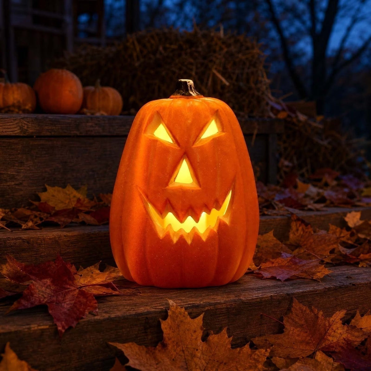 Halloween Pumpkin Lantern Light Outdoor Decoration, LED Glowing Jack O Lantern for Porch, Garden and Party Decor