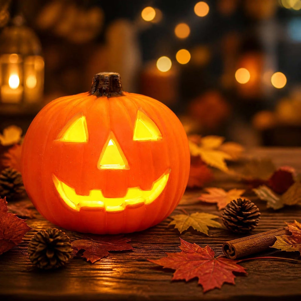 Halloween Pumpkin Lantern Light Outdoor Decoration, LED Glowing Jack O Lantern for Porch, Garden and Party Decor
