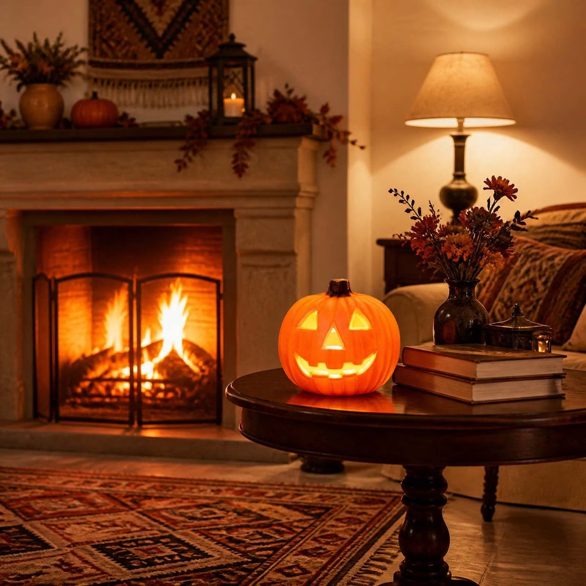 Halloween Pumpkin Lantern Light Outdoor Decoration, LED Glowing Jack O Lantern for Porch, Garden and Party Decor