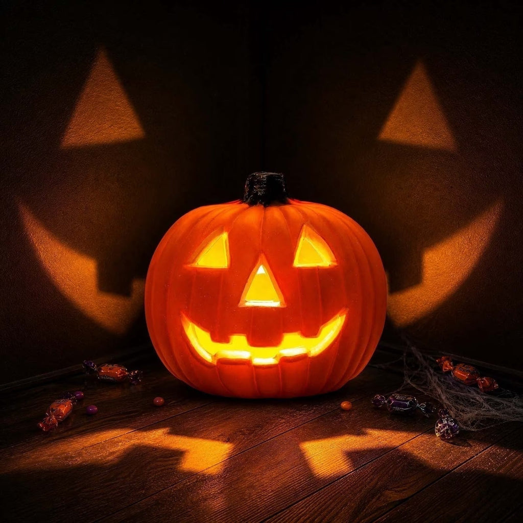 Halloween Pumpkin Lantern Light Outdoor Decoration, LED Glowing Jack O Lantern for Porch, Garden and Party Decor