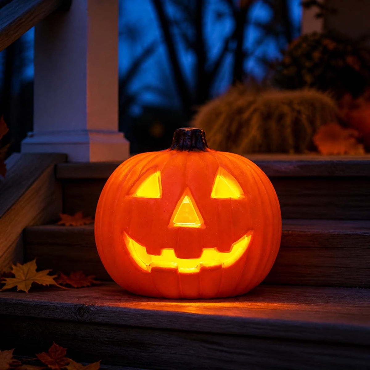 Halloween Pumpkin Lantern Light Outdoor Decoration, LED Glowing Jack O Lantern for Porch, Garden and Party Decor