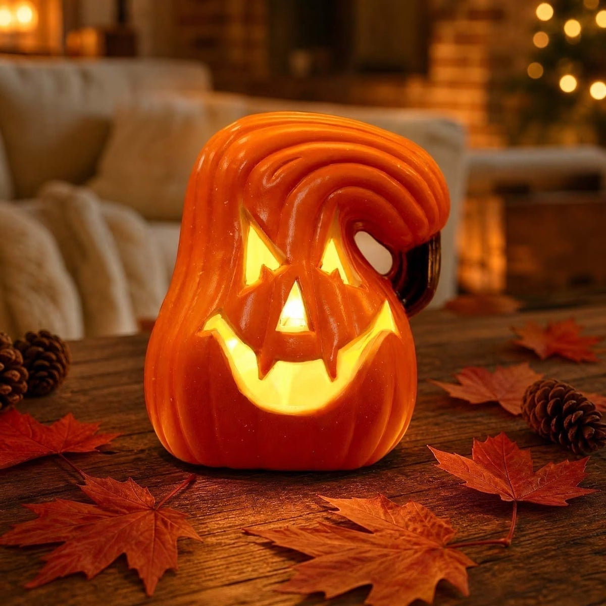 Halloween Pumpkin Lantern Light Outdoor Decoration, LED Glowing Jack O Lantern for Porch, Garden and Party Decor