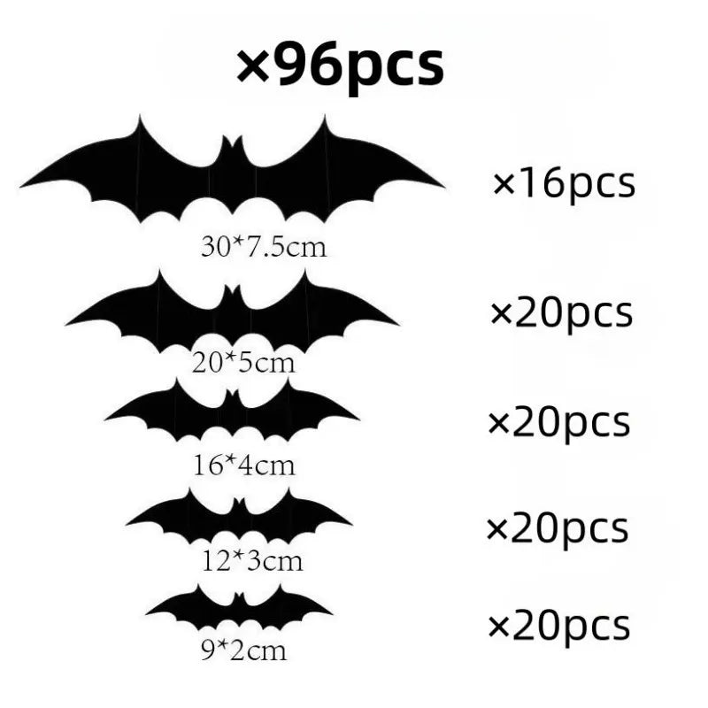 3D Halloween Bat Wall Decorations – Black Bat Stickers & LED Light-Up Bats