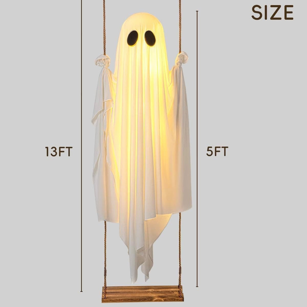 Halloween Hanging Ghost Decoration with Remote Control LED Lights