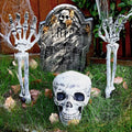 Halloween Skeleton Hands & Skull Decoration Set, Outdoor Graveyard Yard Decor, Creepy Halloween Party Props