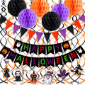 Halloween Happy Spiral Decorations Set – Black, Orange & Purple Party Decor
