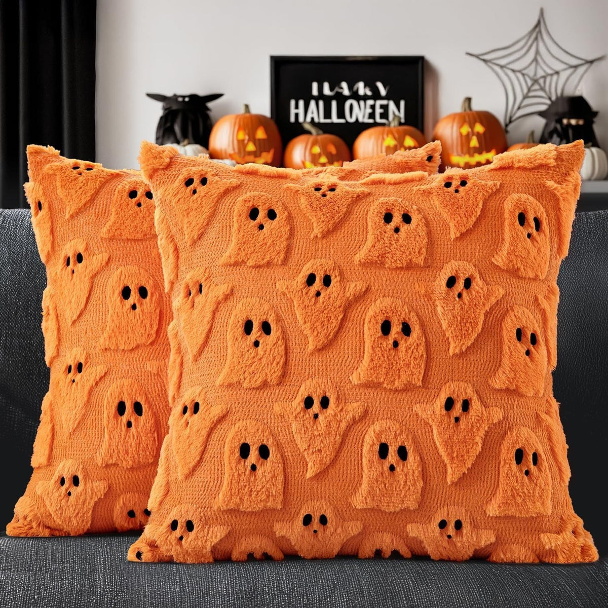 Spooky Ghost Pillow Cover – Halloween Decorative Throw Pillow Case