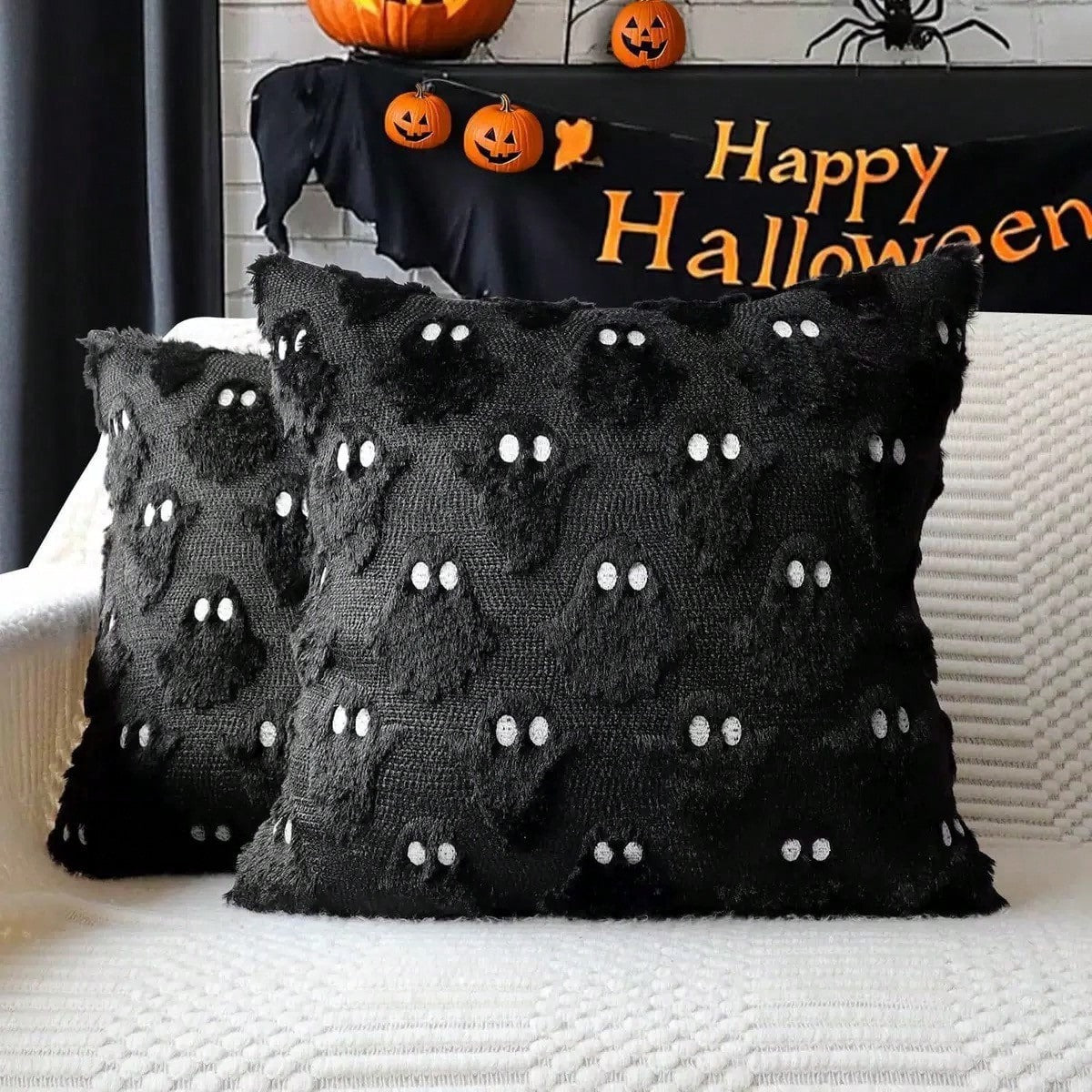 Spooky Ghost Pillow Cover – Halloween Decorative Throw Pillow Case