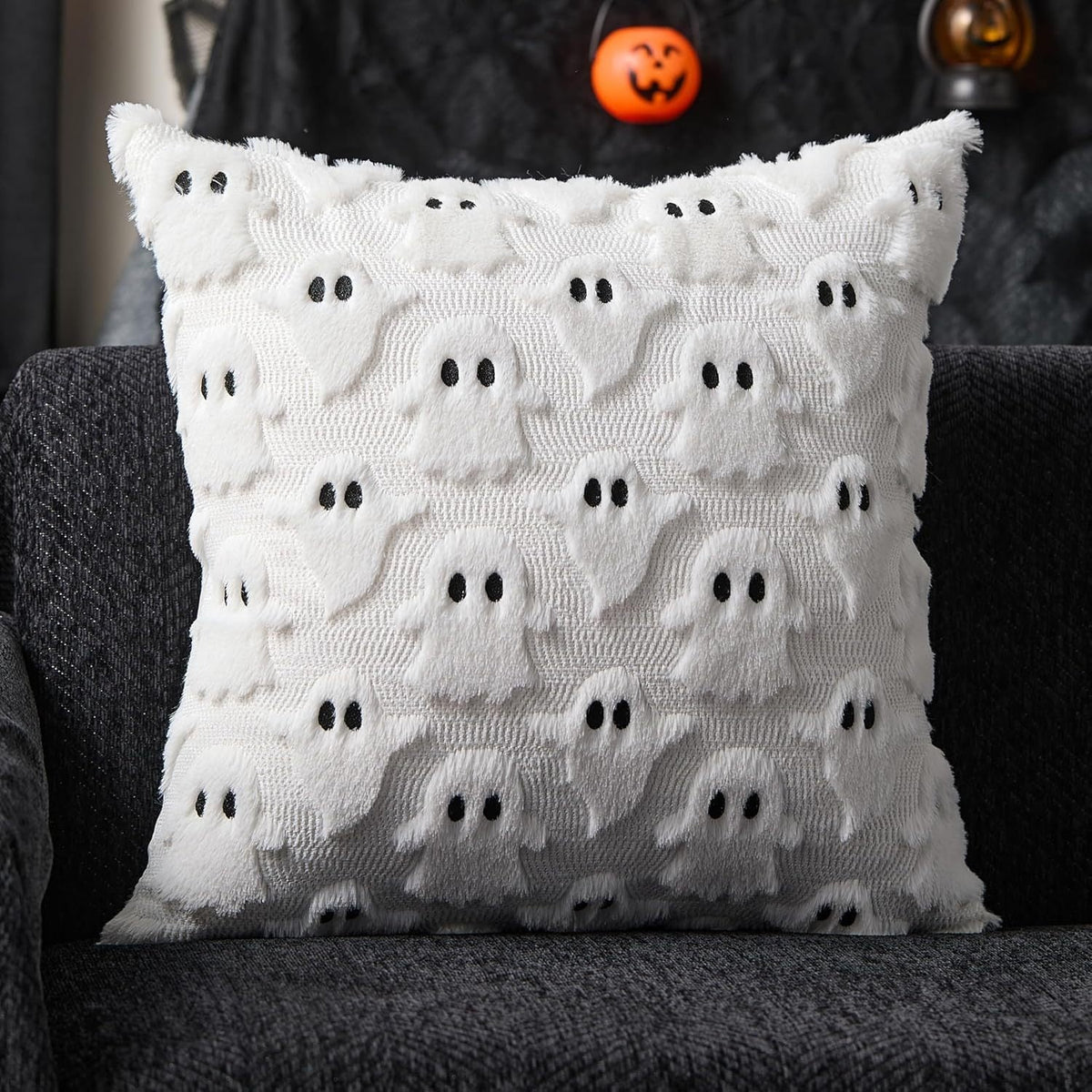 Spooky Ghost Pillow Cover – Halloween Decorative Throw Pillow Case
