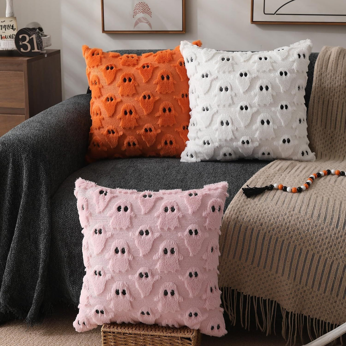 Spooky Ghost Pillow Cover – Halloween Decorative Throw Pillow Case