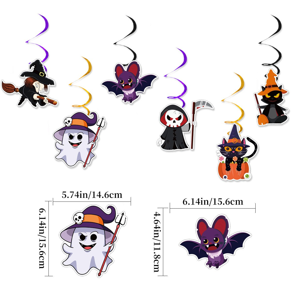 Halloween Happy Spiral Decorations Set – Black, Orange & Purple Party Decor
