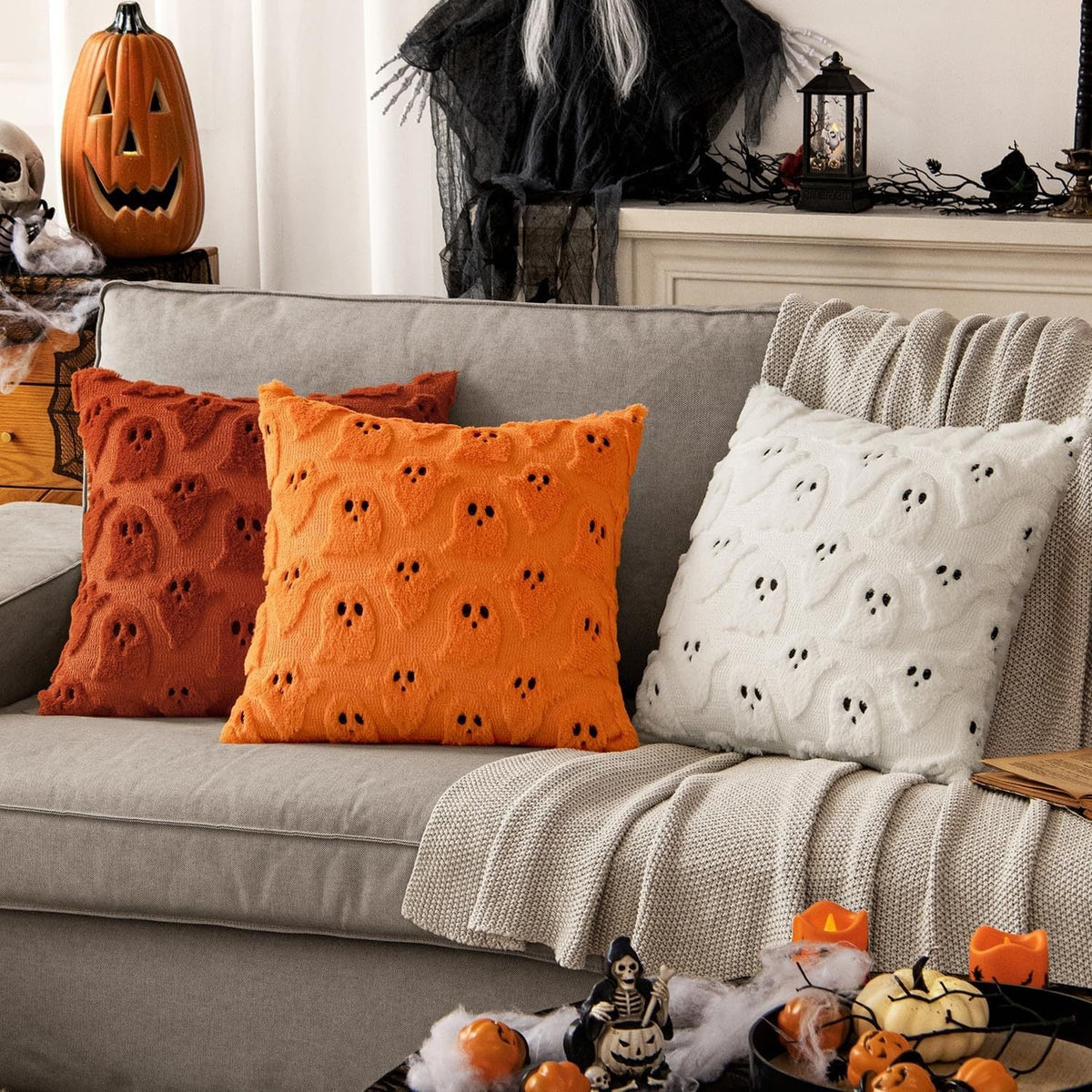 Spooky Ghost Pillow Cover – Halloween Decorative Throw Pillow Case