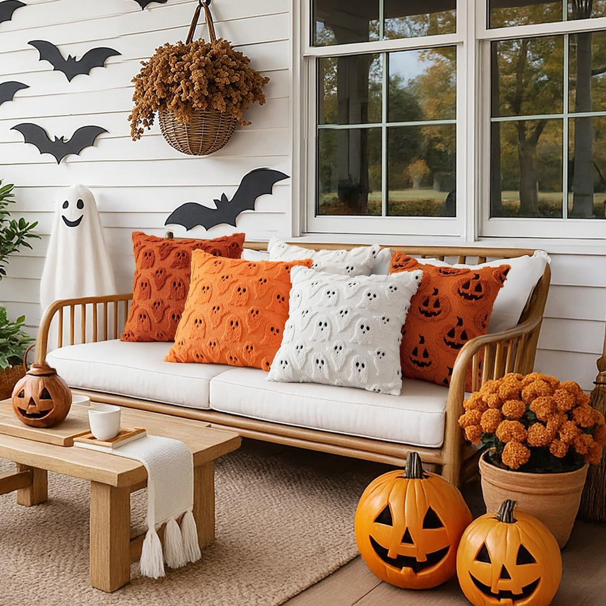 Spooky Ghost Pillow Cover – Halloween Decorative Throw Pillow Case