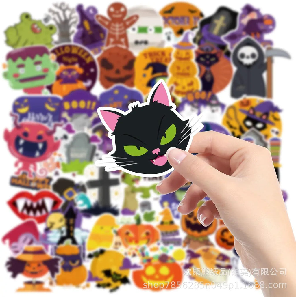 🎃 Halloween Sticker Pack – 100PCS 100PCS Halloween Stickers – Spooky Party & Treat Bag Decorations Add a little Halloween fun to treat bags, party favors, crafts, cards, notebooks, and more.