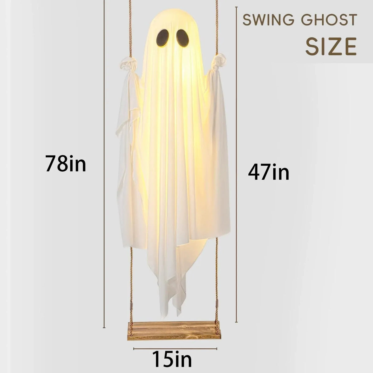 Halloween Hanging Ghost Decoration with LED Lights Outdoor Porch Ghost Garland for Halloween Party Decor